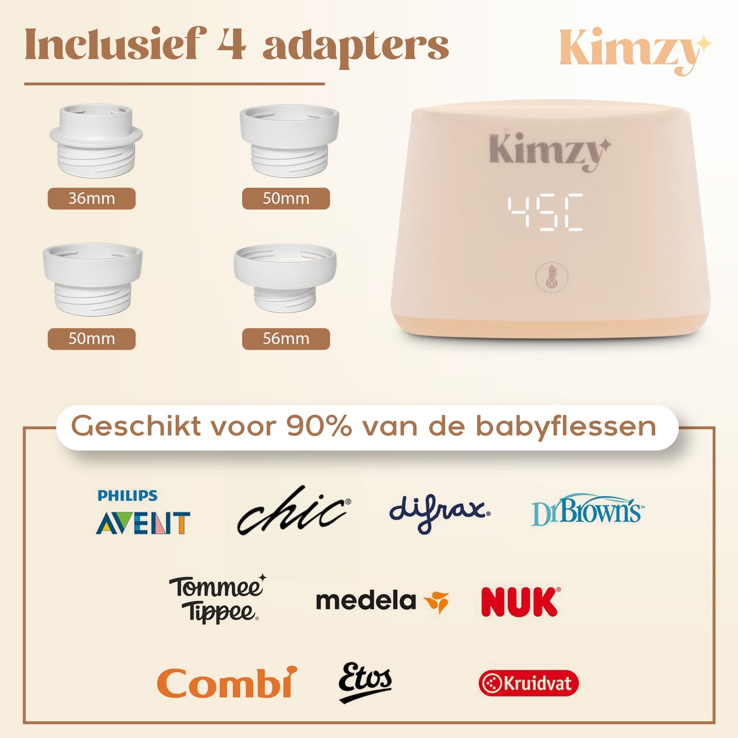 Kimzy® Flessenwarmer voor Onderweg – Beige