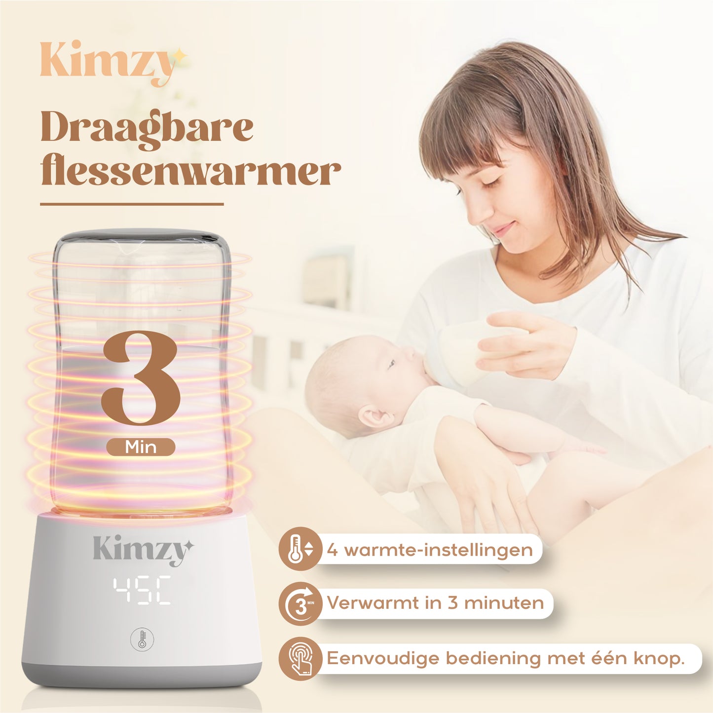Kimzy® Flessenwarmer voor Onderweg – Wit
