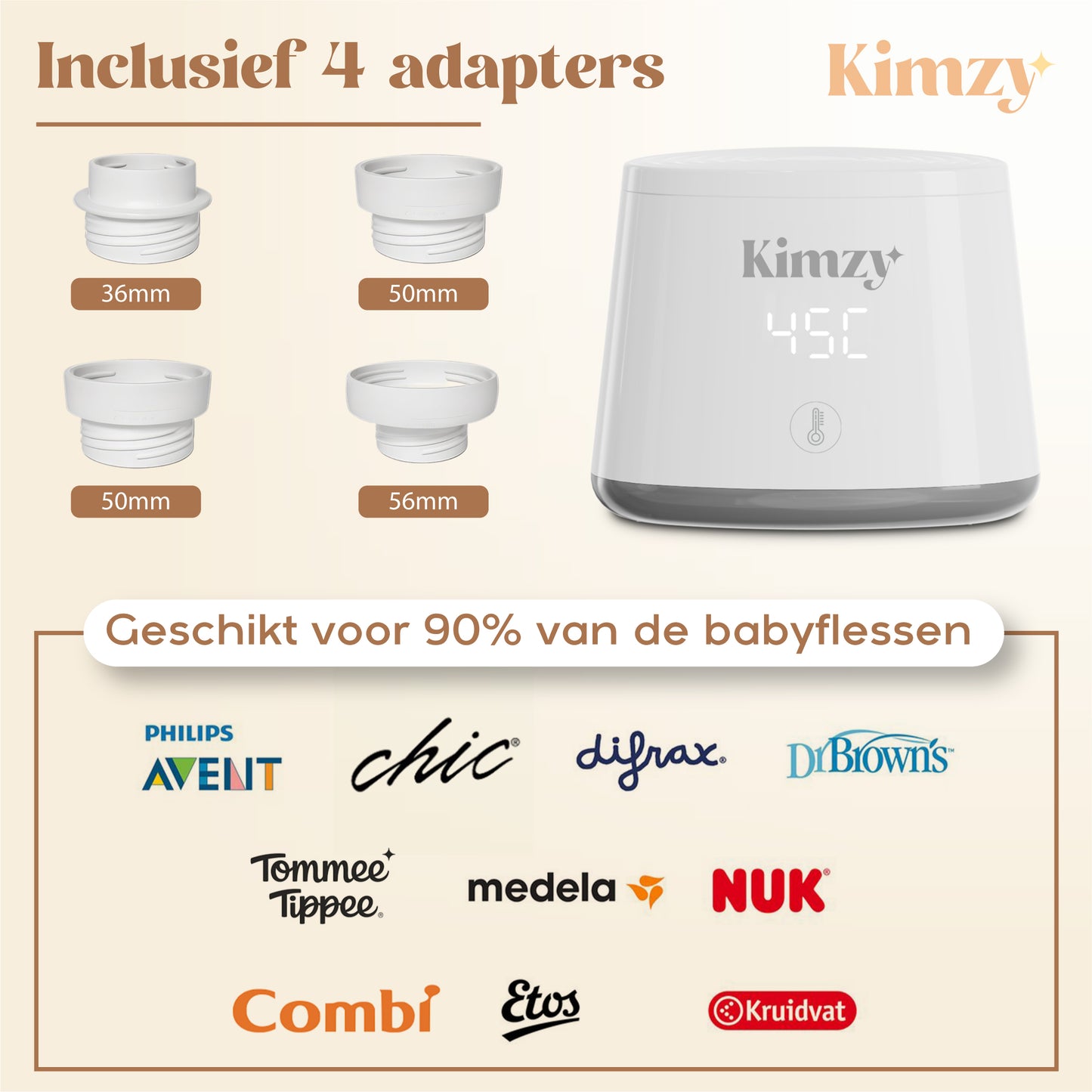 Kimzy® Flessenwarmer voor Onderweg – Wit